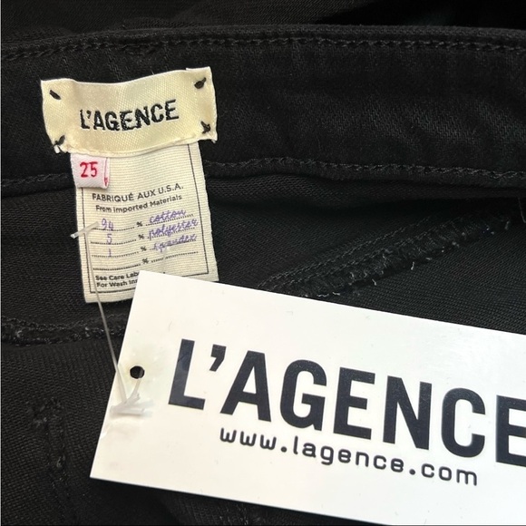 NWT L’AGENCE 90s High Rise Black Stretch Denim Straight Leg Relaxed Fit Jeans 25 - Picture 5 of 5
